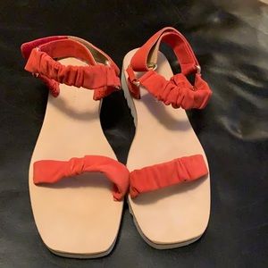 Red Square Toe Anthropologie Sandals